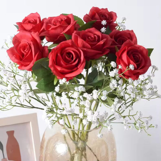 1/3/5/10pcs Artificial Rose Red Rose Bouquet Eternal Roses Bouquet Fake Flower Roses Floral Arrangement Rose Wedding Home Decor