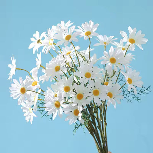 5 Heads White Daisies Artificial Flowers Long Branch Bouquet Family Party Wedding Decoration DIY Bridal Silk Artificial Flower